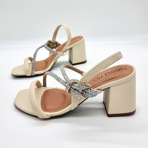 Sandália Salto Bloco Beira Rio 8436-229 Creme