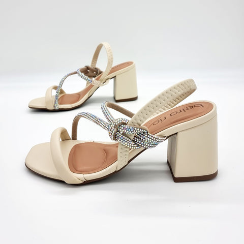 Sandália Salto Bloco Beira Rio 8436-229 Creme