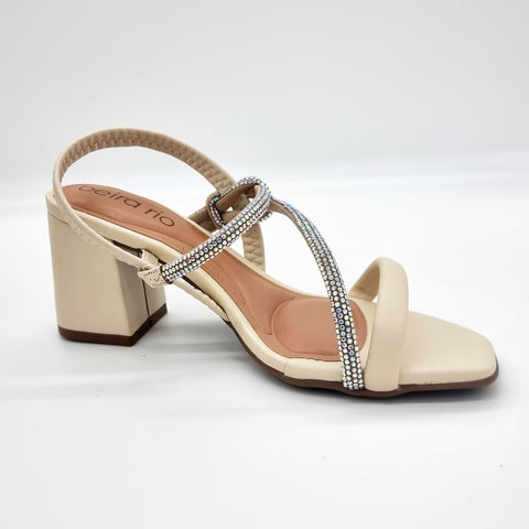 Sandália Salto Bloco Beira Rio 8436-229 Creme