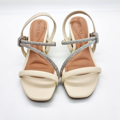 Sandália Salto Bloco Beira Rio 8436-229 Creme