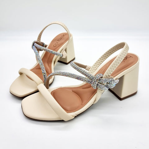 Sandália Salto Bloco Beira Rio 8436-229 Creme