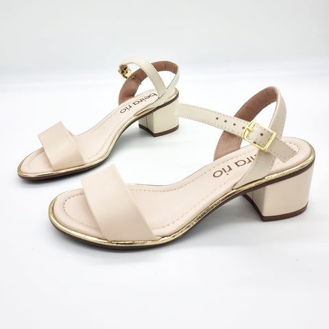 Sandália Beira Rio 8379-203 Salto Bloco Creme Napa