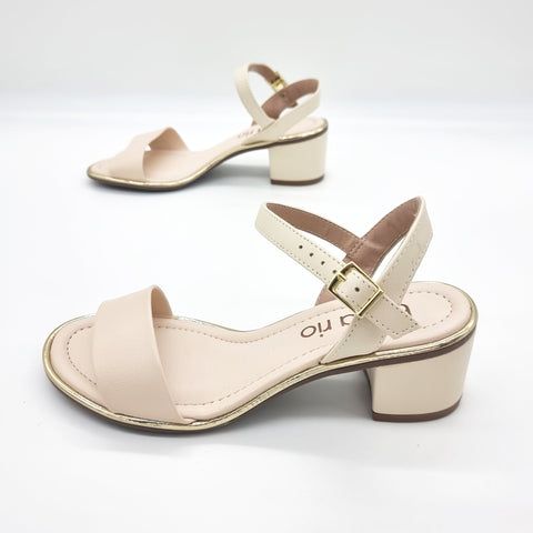 Sandália Beira Rio 8379-203 Salto Bloco Creme Napa