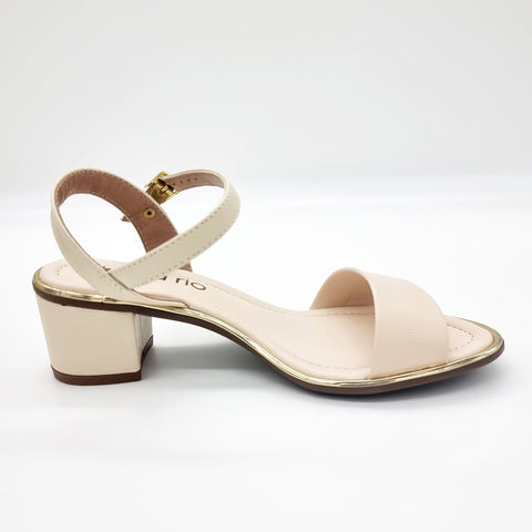 Sandália Beira Rio 8379-203 Salto Bloco Creme Napa