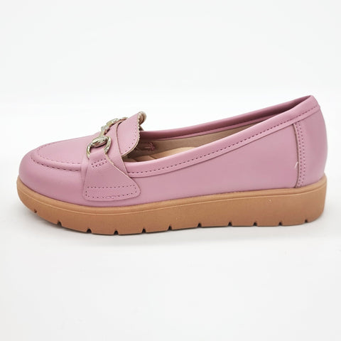 Mocassim Moleca 5803-101 Bico Redondo Rosa
