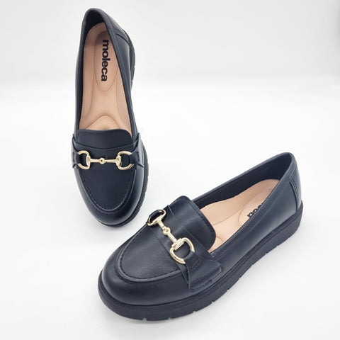 Mocassim Moleca 5803-101 Bico Redondo Preto