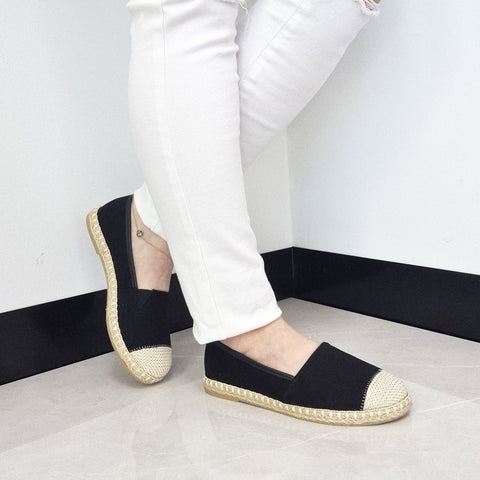 Sapatilha Moleca 5801-101 Espadrille Bico Redondo Preta