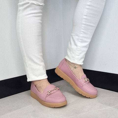 Mocassim Moleca 5803-101 Bico Redondo Rosa