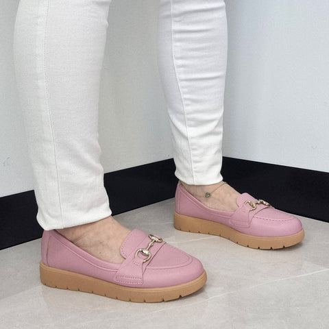 Mocassim Moleca 5803-101 Bico Redondo Rosa