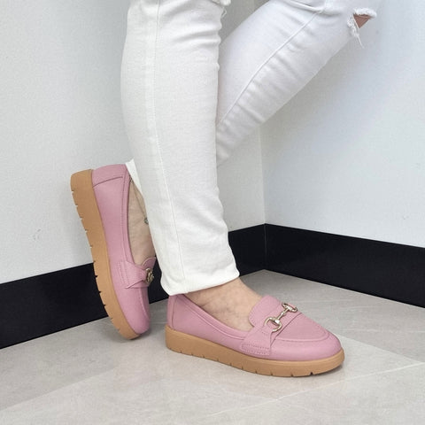 Mocassim Moleca 5803-101 Bico Redondo Rosa