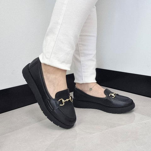 Mocassim Moleca 5803-101 Bico Redondo Preto