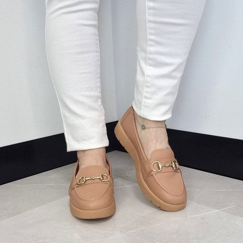 Mocassim Moleca 5803-101 Bico Redondo Nude