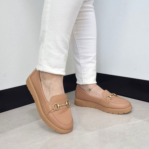 Mocassim Moleca 5803-101 Bico Redondo Nude