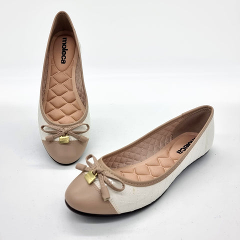 Sapatilha Moleca 5027-1407 Bico Redondo Off White/Bege