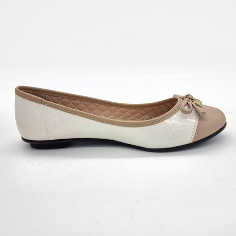 Sapatilha Moleca 5027-1407 Bico Redondo Off White/Bege
