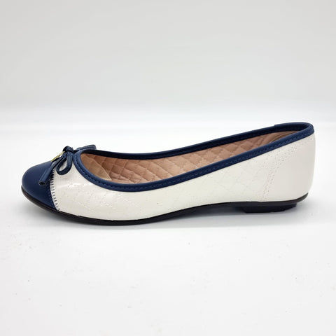 Sapatilha Moleca 5027-1407 Bico Redondo Off White/Azul-marinho