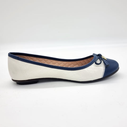 Sapatilha Moleca 5027-1407 Bico Redondo Off White/Azul-marinho