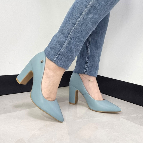 Scarpin Vizzano 1285-400 salto bloco bico fino Turquesa