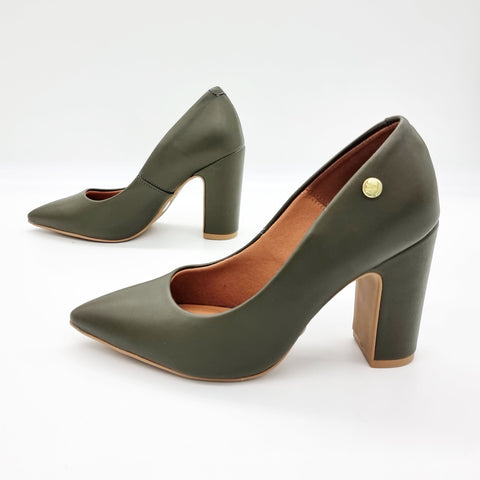 Scarpin Vizzano 1285-400 salto bloco bico fino Verde-oliva