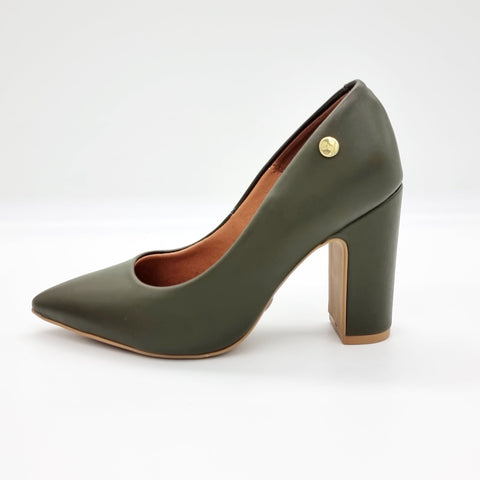 Scarpin Vizzano 1285-400 salto bloco bico fino Verde-oliva