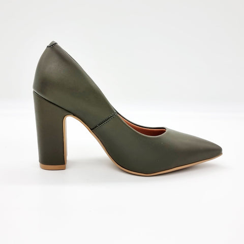 Scarpin Vizzano 1285-400 salto bloco bico fino Verde-oliva