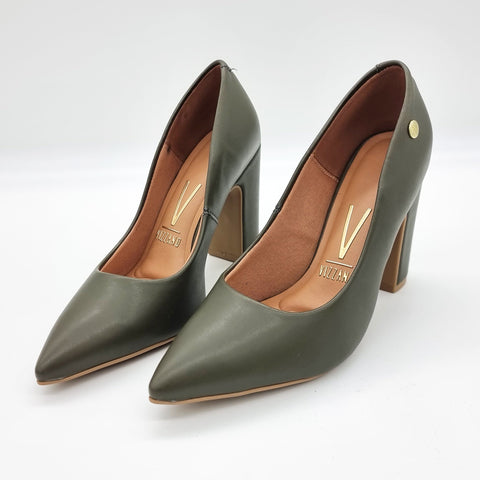 Scarpin Vizzano 1285-400 salto bloco bico fino Verde-oliva