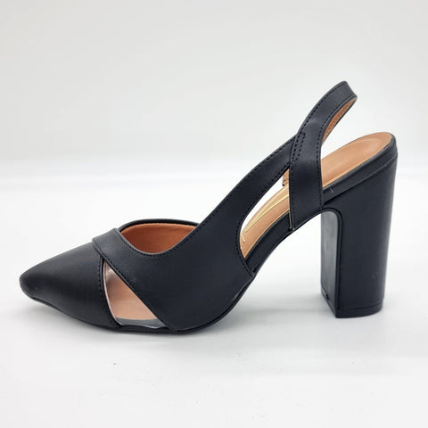 Scarpin Vizzano 1285-4443 salto bloco bico fino slingback Preto