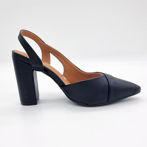 Scarpin Vizzano 1285-4443 salto bloco bico fino slingback Preto