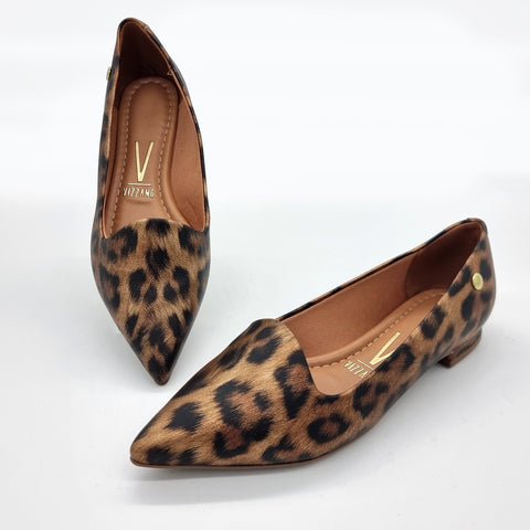 Mocassim Vizzano 1206-261 Bico Fino Bege Onça