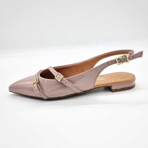 Sapatilha Vizzano 1206-296 Bico Fino Slingback Taupe Verniz
