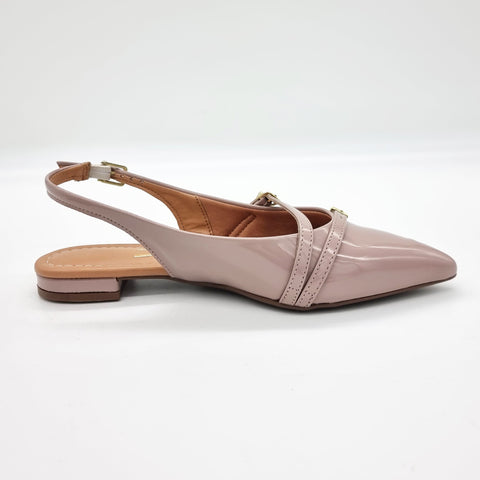 Sapatilha Vizzano 1206-296 Bico Fino Slingback Taupe Verniz