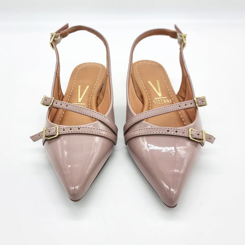 Sapatilha Vizzano 1206-296 Bico Fino Slingback Taupe Verniz