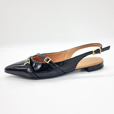 Sapatilha Vizzano 1206-296 Bico Fino Slingback Preto Verniz
