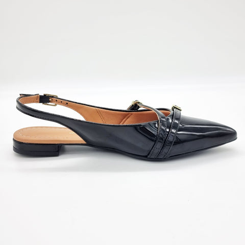Sapatilha Vizzano 1206-296 Bico Fino Slingback Preto Verniz