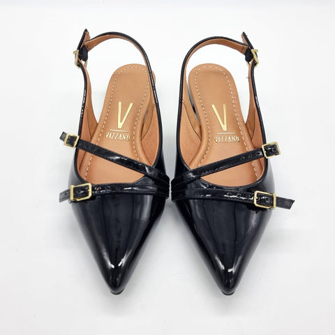 Sapatilha Vizzano 1206-296 Bico Fino Slingback Preto Verniz