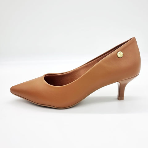 Scarpin Vizzano 1122-828 Salto Baixo Bico Fino Napa Caramelo