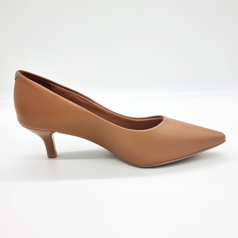 Scarpin Vizzano 1122-828 Salto Baixo Bico Fino Napa Caramelo