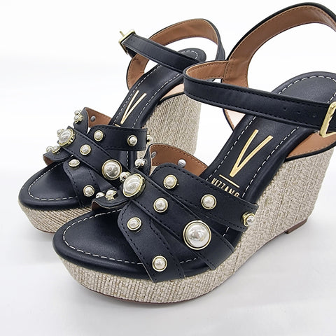 Sandália Anabela Vizzano 6283-2117 com Tachas Preta