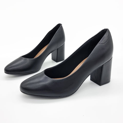 Scarpin Beira Rio 4320-100 Salto Bloco Bico Redondo Preto