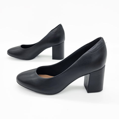 Scarpin Beira Rio 4320-100 Salto Bloco Bico Redondo Preto
