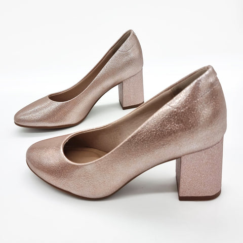 Scarpin Beira Rio 4320-100 Salto Bloco Bico Redondo Rosé
