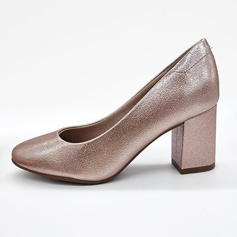 Scarpin Beira Rio 4320-100 Salto Bloco Bico Redondo Rosé