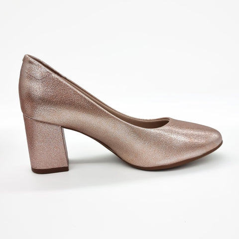 Scarpin Beira Rio 4320-100 Salto Bloco Bico Redondo Rosé