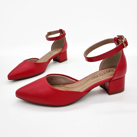 Scarpin Beira Rio 4182-204 Bico Fino com Tira no Tornozelo Vermelho