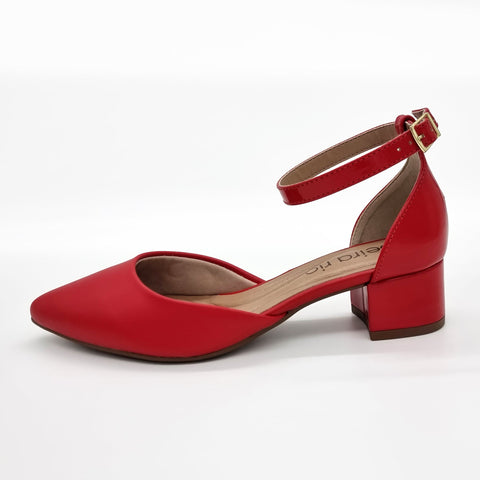 Scarpin Beira Rio 4182-204 Bico Fino com Tira no Tornozelo Vermelho
