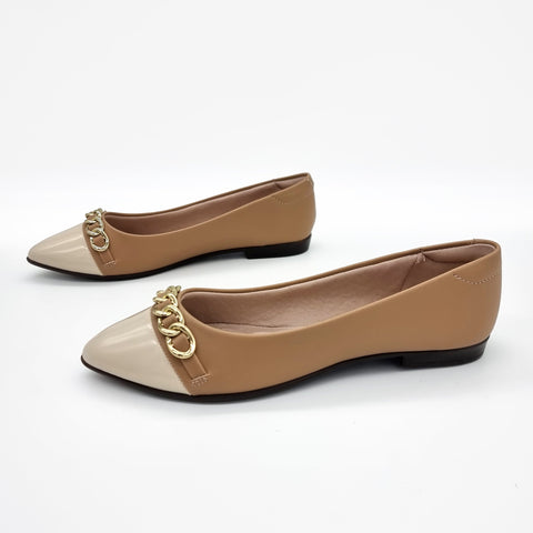 Sapatilha Beira Rio 4136-1106 Bico Fino Caramelo/Creme