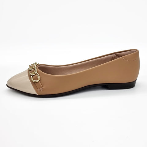 Sapatilha Beira Rio 4136-1106 Bico Fino Caramelo/Creme