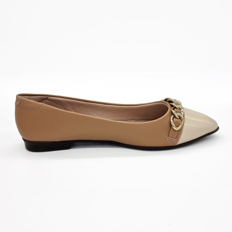 Sapatilha Beira Rio 4136-1106 Bico Fino Caramelo/Creme