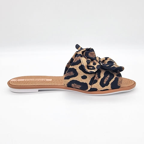 Sandália Moleca 5297-424 Sem Cadarço (Slip-on) Camel Estampado