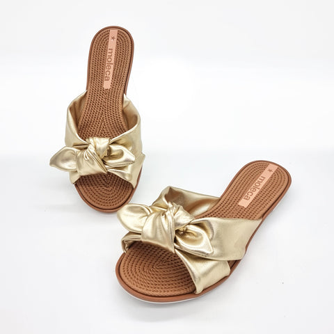 Sandália Moleca 5297-456 Sem Cadarço (Slip-on) Dourada